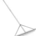 Landscape Rake - 24Tines, Aluminum Head with 68" Handle, 24" Width for Beach & Lawn Care