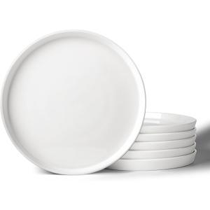 DOWAN 8" Porcelain Salad Plates Set of 6, Ceramic White Dessert Plates Set for Salad, Pasta, Steak - Appetizer Plates, Dining Plates for Parties, Restaurant - Dishwasher & Microwave Safe - Gifts