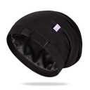 OLESILK Silk-Bonnet for Curly Hair, Silk Hair Bonnet for Sleeping, Unisex, Medium, Black