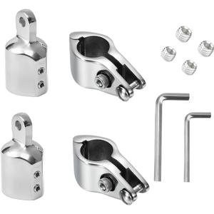 Bimini Top Hardware Kit, 4Pcs 316 Stainless Steel Eye End Caps and Hinged Jaw Slides with Lock Nut for 7/8'' or 1'' OD Boat Canopy Tubing, Includes L-Shaped Hex Key