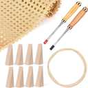 12 Pcs Rattan Repair Kit with Cane Webbing Roll, 3/16 Inch Rattan Webbing, 2 Caning Chisel, 8 Wooden Wedges, Furniture Caning Repair Supplies for Chair, Cabinet, Basket and Home Repair