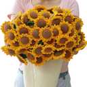 Crochet Sunflower Bouquet Blanket, Handmade Flower Blankets, 59 Inch Round Floral Knitted Gifts for Mother's Day, Birthday, Teacher, Friend, Home Decor, SofaFinished Product