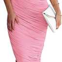 PRETTYGARDEN One Shoulder Dresses for Women 2026 Summer Ruched Mesh Asymmetrical Cocktail Wedding Guest Bodycon Dress, Size Medium
