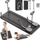 JANUA Pilates Board - 2024 Pilates Reformer Set, Multi-Purpose Foldable Pilates Reformer Board for Home, 5 in 1 Pilates Sliding Board (Black)