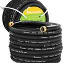 Beitopamz 150 ft Garden Hose, 5/8 in Heavy Duty Water Hose, Flexible and Durable, Lightweight Rubber Hybrid Hose, Leak-Free Connections, Male to Female 3/4'' Brass Fittings for Patio, Lawn, Black