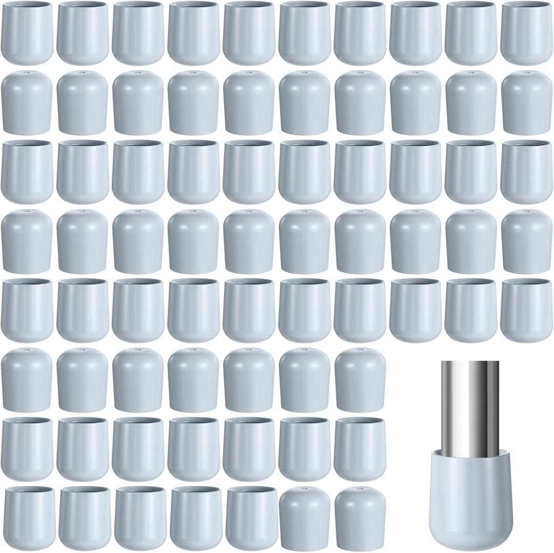 72 Pcs Folding Chair Leg Caps 7/8 Inch Heavy Duty Plastic Chair End Caps Chairs Foot Covers Metal Chairs Leg Floor Protectors Non-Marring Furniture Legs Protectors Grey Round Hardwood Floor Protector