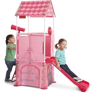 Radio Flyer Play & Fold Away Princess Castle, Toy Slide, Fort, & Climbing Playhouse