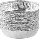 PLASTICPRO 7'' Inch Round Tin Foil Pans Disposable Aluminum, Freezer & Oven Safe - For Baking, Cooking, Storage, Roasting, & Reheating, Pack of 50