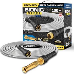 Bionic Steel PRO 100 Ft Garden Hose with Nozzle, Premium 304 Stainless Steel Metal Water Hose 100Ft Flexible Hose, Rust Proof, Lightweight, Heavy Duty, Crush Resistant Fittings, 500 PSI, 2025 Model Bionic Steel PRO 100 Ft Garden Hose with Nozzle, Premium 304 Stainless Steel Metal Water Hose 100Ft Flexible Hose, Rust Proof, Lightweight, Heavy Duty, Crush Resistant Fittings, 500 PSI, 2025 Model