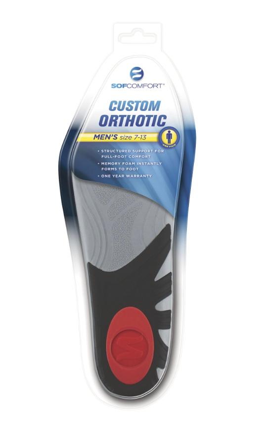 SOFComfort Custom Orthotic Shoe Inserts - Men's Sizes 7-13, Memory Foam, Gel Heel Cushioning, Antimicrobial, 1 Pair