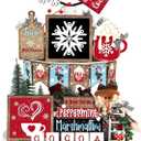 FairySandy Christmas Tiered Tray Decor Set Christmas Wooden Sign Rustic Farmhouse Snowflake Cocoa Coffee Spice Blocks Decorative Winter Table Tabletop Sign for Tiered Tray Home Xmas Shelf Coffee Bar, Warm