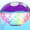 Blufree Floating Pool Speakers with Colorful Lights, Bluetooth Wireless Pool Speaker Floatable IP68 Waterproof, Built-in Mic & Crystal Clear Sound Bluetooth Hot Tub Speaker for Pool Party Outdoors (Purple)