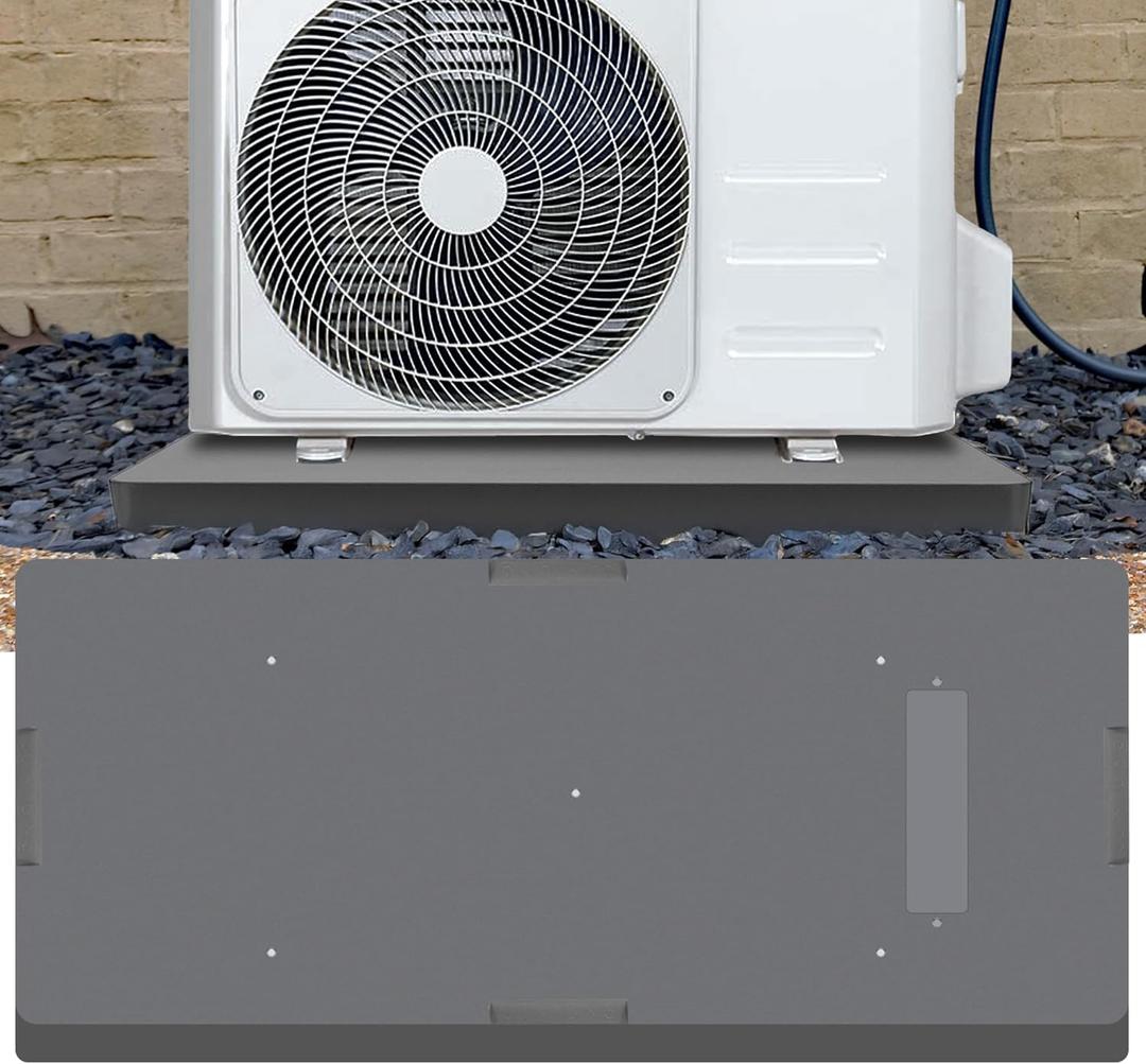DuctlessAire Equipment Pad - Ductless Mini Split AC Unit Condenser Pads - Mini Split Air Conditioner, Heat Pump, HVAC, Generator Pad - Portable Outdoor Ground Mounting Base - 18"D x 38"W x 3"H (Grey) (Gray)