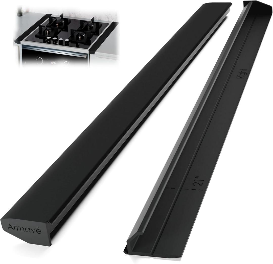 Stove Gap Covers 25 (2 Pack), Stove Gap Filler Between Stove and Counter, Self-Leveling 4mm Thick Silicone Gap Guard, Heat Resistant Oven Gap Filler Armav