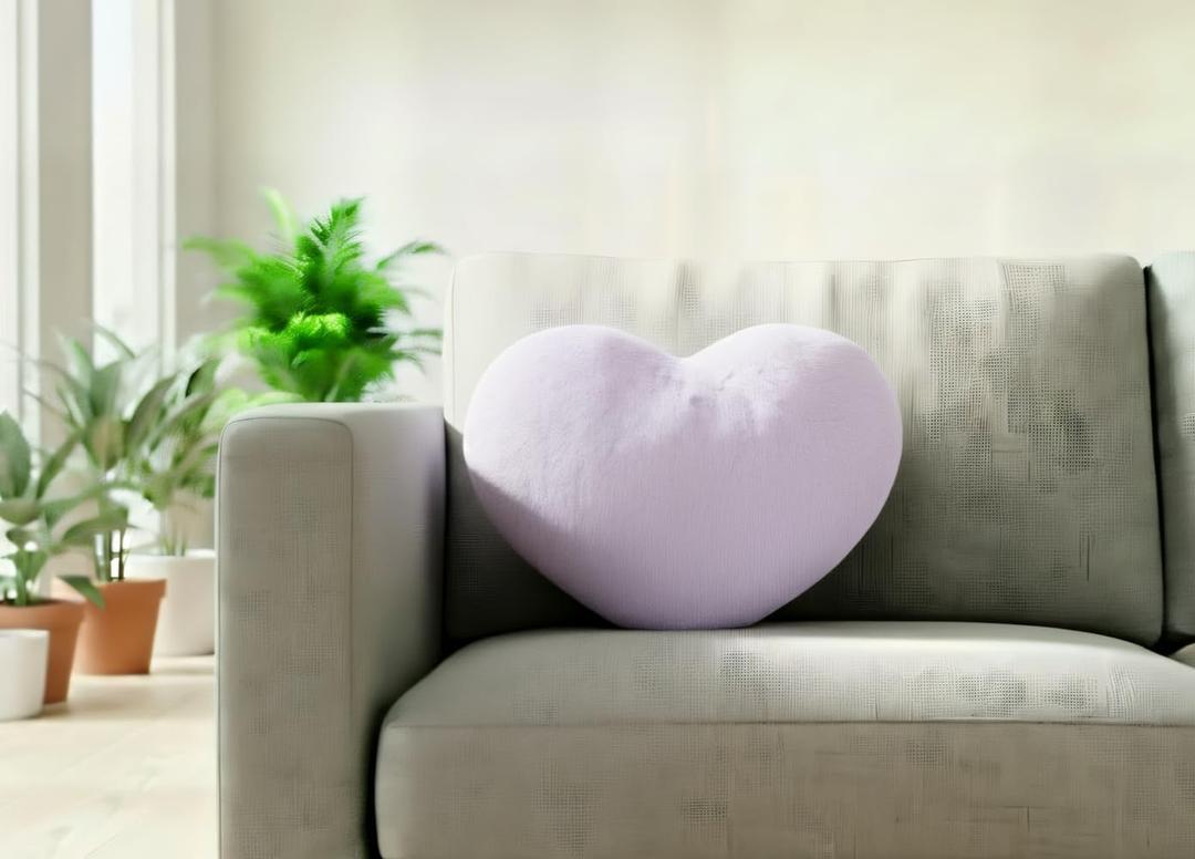 Heart Pillows, Cute Heart Decorative Pillow, Super Soft Throw Pillow Valentines Day Decorations Pillow,Wedding Decor (Lavander, Small)