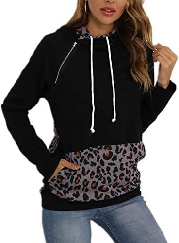Barlver Women's Casual Hoodies Long Sleeve Sweatshirts Cowl Neck Drawstring Hooded Pullover Top with Pockets, XL