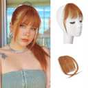 BARSDAR Real Human Hair Clip in Bangs - 100% Human Hair Clip in Bangs for Women - Auburn Wispy Bangs Extensions Fringe with Temples Dyeable Real Hair Bangs Hairpieces - Auburn
