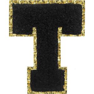 Letter Patches Iron on 3Pcs Chenille Letters for Jackets Varsity Letters Patches Letterman Glitter Patches Iron on Letter Black T