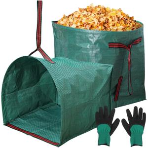 53 Gallon Garden Bags for Debris,2-Pack Yard Waste Bags,Large Dustpan-Type Lawn bags with Gardening Gloves,Leaf Bags for Yard Debris,Grass Clippings,Collapsible Trash Can for Parties,Laundry,Camping