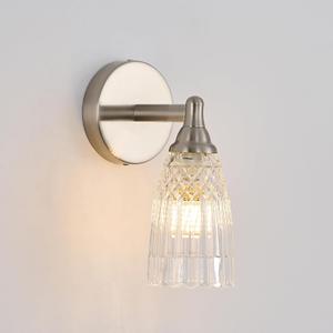HDDFL Brushed Nickel Bathroom Light Fixture Bathroom Vanity Lighting 1 Light Modern Glass Wall Scone for Bedroom Bath Living Room Hallway