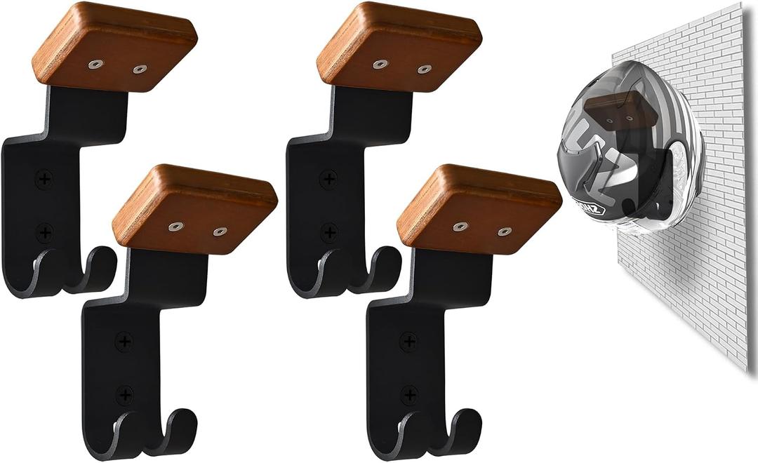 Motorcycle Helmet Rack, Heavy Duty Helmet Holder on Wall for Motorcycles Keys Gloves (4)