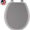 Mayfair Cameron Silver Toilet Seat, Non Slip Heavy Duty Wood, Easy Clean, Made in USA, Round