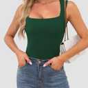 OwnTime Womens Square Neck Tank Tops Dressy Summer Sleeveless Shirts Sexy Going Out Fitted Trendy Tops T Shirts Blouses (Green, XL)