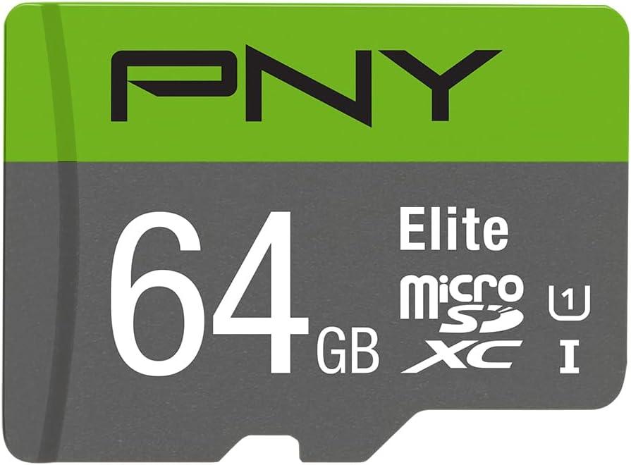 PNY 64GB Elite Class 10 U1 microSDXC Flash Memory Card - 100MB/s, Class 10, U1, Full HD, UHS-I, Micro SD (Pack of 1)