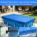 Rectangular Pool Cover 177in x 87in, 14 x 7ft Rectangular Pool Cover Made of Heavy-Duty Waterproof Oxford Fabric for Rectangular Above Ground Pool Built-in Elastic & Strong Webbing - Easy Set, Blue