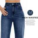 Women's Wide Leg Jeans High Waisted Baggy Straight Leg Loose Stretchy Casual Denim Pants (M)