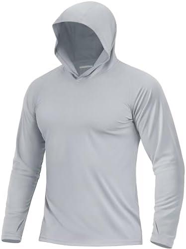 Boladeci Men's UPF 50+ Sun Protection Lightweight Hoodie Shirts Long Sleeve Fishing Shirts SPF UV Hiking Swim Size XL