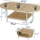 SAYGOER Modern Coffee Table 2-Tier Extended Coffee Tables for Living Room 2-Tier Small Extended Table with Storage White Center Table for Large or Small Spaces, Foldable, Oak, 47.2"D x 23.6"W x 17.7"H