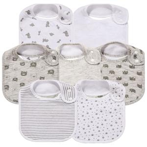 7 Pack Baby Cotton Absorbent Bibs for Drooling Teething (Lightgrey)