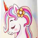 Girls Insulated Water Bottle with Covered Pop-Up Straw,16 oz Kids Cups with Stainless Steel Leak Proof for School PinkUnicorn