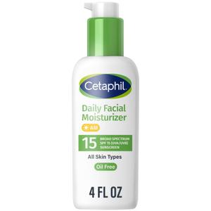 Cetaphil Daily Facial Moisturizer SPF 15, 4 Fl Oz, Gentle Facial Moisturizer for Dry to Normal Skin Types, No Added Fragrance, Expiry: 2028/03
