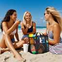 Personalized Mesh Beach Bag for Women - Waterproof Initial Tote Bag for Family Travel, Toys, Vacation Essentials