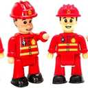 FUNERICA Toy Figures & Playsets - Fireman Action Figures for Kids - Firefighter Figurines - Little People Figures for Play, Fire Trucks, Fire Station Playsets - Mini People Community Helpers (4-Pack)
