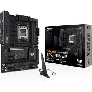 ASUS TUF Gaming B650-PLUS WiFi AMD B650 AM5 Ryzen Desktop 9000 8000 and 7000 ATX Motherboard, 14 Power Stages, PCIe 5.0 M.2, DDR5 Memory, WiFi 6 and 2.5 Gb Ethernet, USB4 Support Aura Sync