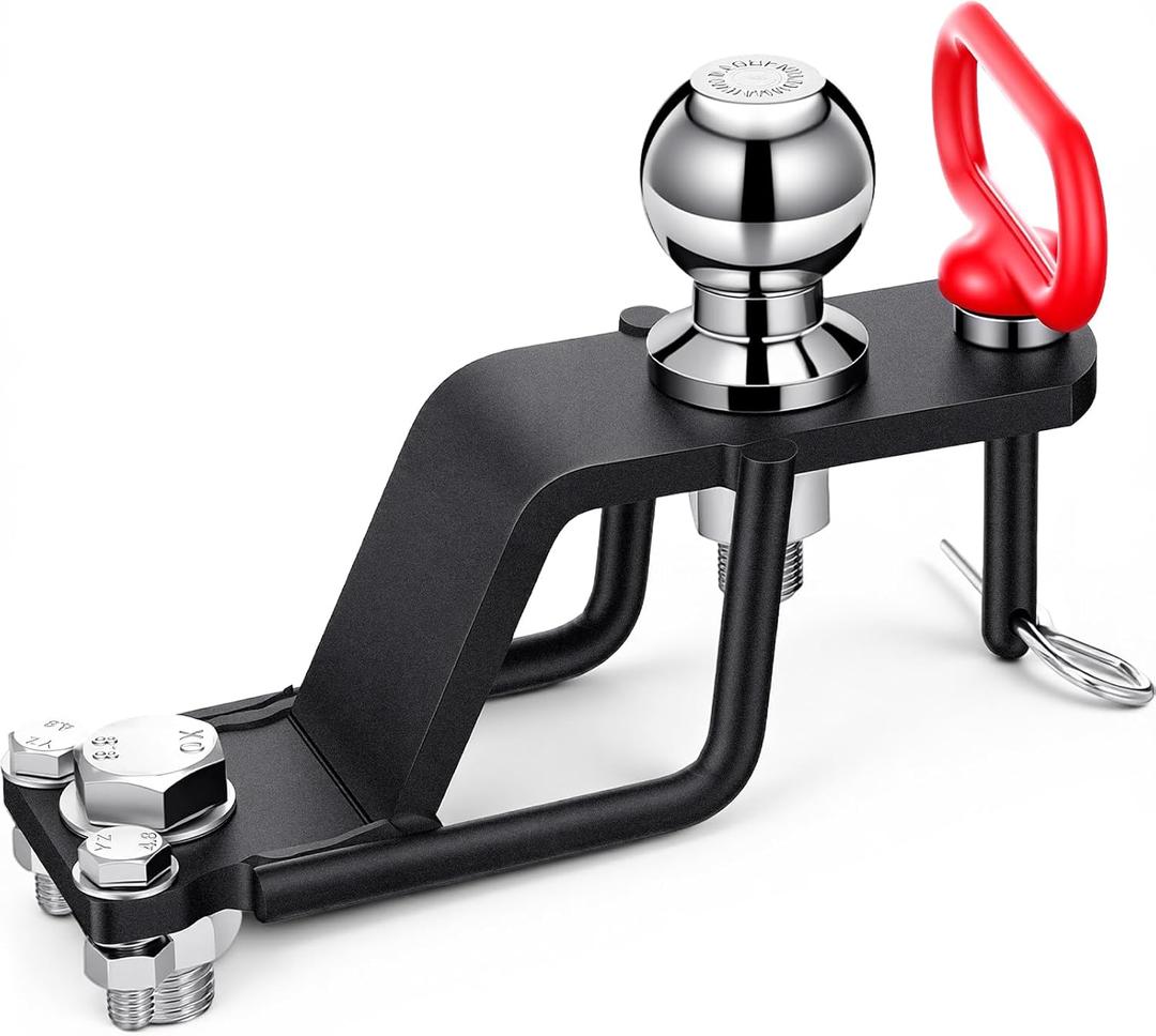 Timtin 3-Way ATV/UTV Trailer Hitch Adapter with 2'' Ball Head, Magnetic Hitch Pin, 3500 lbs for Trailer Hitches Adapter, 3" Drop/Rise, 3 in1 Mounting Options Compatible with Garden Tractor Lawn Mower