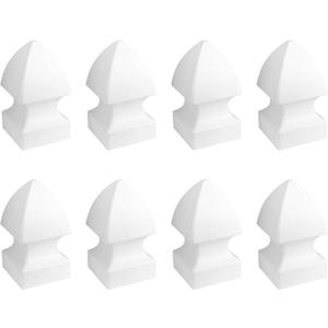 QWORK 4" Vinyl Post Cap Gothic Style Post Caps, 8 Pack White Gothic Post Cap, Vinyl Fence Post Caps for 4" Square Post