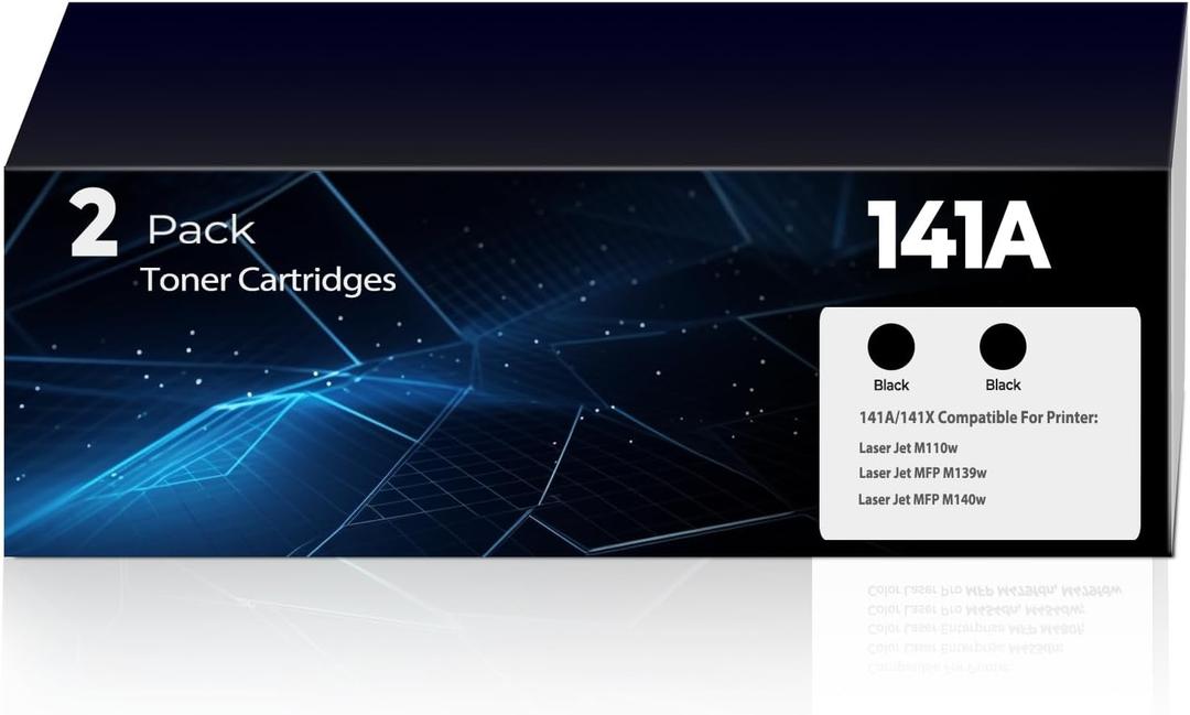 141A Toner Cartridges 2 Black Replacement Pro M110w for HP 141A 141X Toner (with Chip) W1410A W1410X Works for MFP M140w M139(2 Black) (Standard Yield)