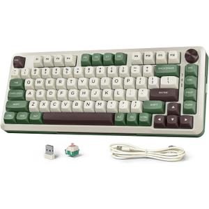 Redragon K681 Pro Wireless Mechanical Keyboard, Gasket Mounted RGB Gaming Keyboard with Volume Knob, MDA-Profile, Pre-Lubed Linear Switches, 81 Keys 75 Tri-Mode Hot Swappable for PC/Xbox/PS (Matcha)