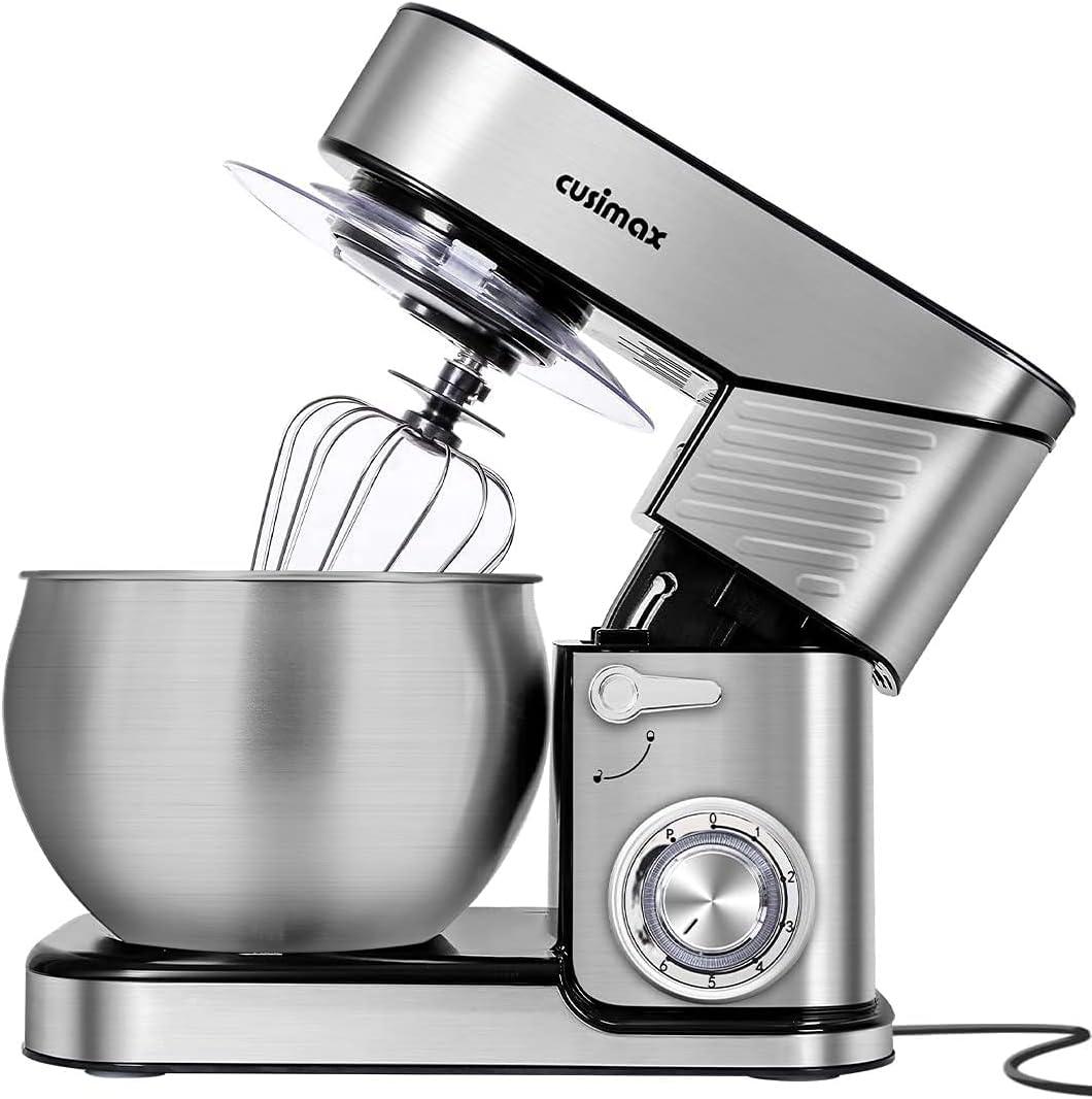 CUSIMAX Stand Mixer 5-QT Tilt-Head Food Mixer Kitchen Electric Mixer with Dough Hook, Wire Whip & Beater for Daily Use