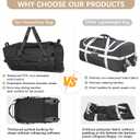 CONTAIL 86L Wheeled Duffel Bag, Soft Shell with Adjustable Web Handles, Carry On Size 29.5x14.2x12.6in, Foldable with Dual Wheels & Shoe Compartment,Black