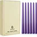 New Burning Formula Unscented Dripless 10-Inch Taper Candles Set of 12 - Purple, for Wedding, Dinner - Smokeless, Long Burning - Hand Poured, Colored Tall Candlesticks - Prpura