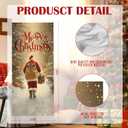 Merry Christmas Door Cover Banner, Winter Xmas Santa Claus Snowy Forest Front Door Cover Seasonal Holiday Party for Porch Entryway Wall Hanging Decoration, 35 * 79 Inch