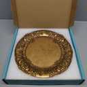 MAONAME 13" Antique Gold Charger Plates, Plate Chargers with Embossed Rim, Round Plastic Charger Plates for Wedding, Table Decor, Set of 6