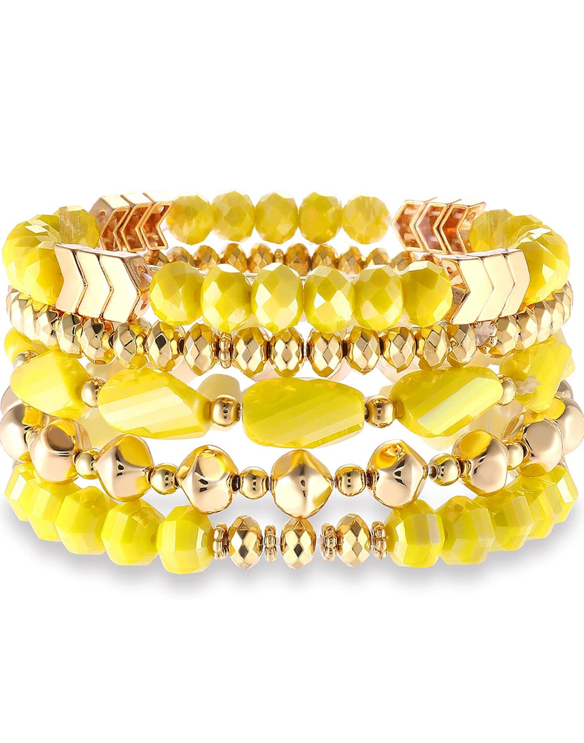 MOLOCH Beaded Bracelet For Woman -Multiple Stackable Layered Bracelets-Rainbow Elastic Stretchy Bracelet- Boho y2k Bracelet-Surfer Beach Bracelet