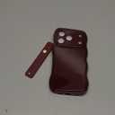 FABSPARK Phone Case for iPhone 17 Pro with Flexible Adjustable Soft Finger Hand Wrist Strap Holder Kickstand,Wave Design Wavy Frame Silicone Aesthetic for iPhone 17 Pro Phone Case,Wine Red