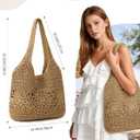 Beach Bag, Straw Beach Bags for Women, Floral Designed Beach Tote Lightweight Foldable Straw Bag